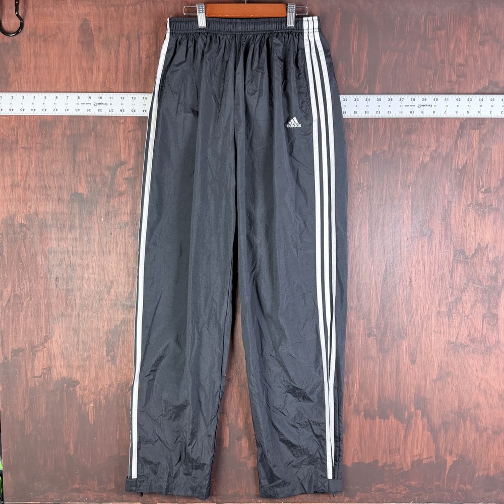 Adidas Vintage 2003 Black White 3 Stripe Nylon Track Pants Mens XL 275036